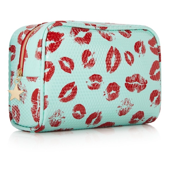 Teal Lipstick Print Makeup Case - Picture 1 of 3